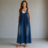 Carmen | Long Denim Dress with Straps