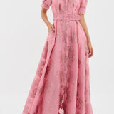 Elodie | Pink Floral Belted Shirt Dress