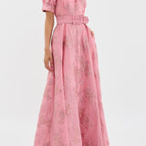 Elodie | Pink Floral Belted Shirt Dress