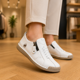 Nila | White Side-Zip Sneakers