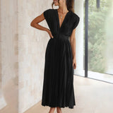 Marni | Blush Pleated V-Neck Midi Dress