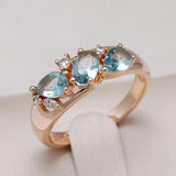 Elegant Vintage Zirconia Ring in Gold Blå