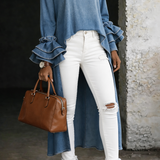 Daniela | Denim Blouse with flounce sleeves