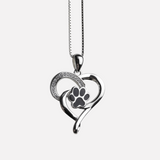 Infinite Necklace with Heart and Paw in Silver - Elin