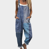 Isaline | graphic blue patchwork jumpsuit