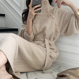 Evelia | Beige Textured Belted Dress