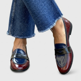 Delphine | Navy Cream Strap Loafers