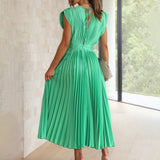 Marni | Blush Pleated V-Neck Midi Dress