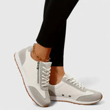 Kytherah | Cream Side-Zip Retro Sneakers