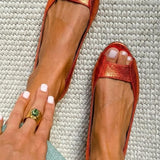 Adelina | Metallic Band Flat Sandals