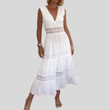 Circe | White Eyelet V-Neck Dress