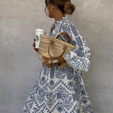 Delphine | Blue Botanical Tiered Dress
