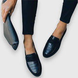 Sara | Black Croc-Effect Loafers