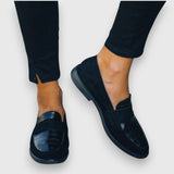 Sara | Black Croc-Effect Loafers