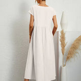 Colette | White Short-Sleeve Midi Dress