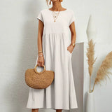 Colette | White Short-Sleeve Midi Dress