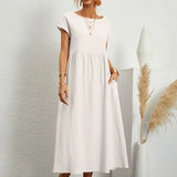 Colette | White Short-Sleeve Midi Dress