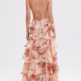 Maria | Pink Floral Cut-Out Ruffle Dress