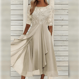 Lea | Blue Lace-Bodice Midi Dress