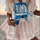 Kylee | Pink Striped Shirt & Shorts Set