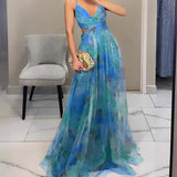 Elara | Orange Abstract Strap Maxi Dress