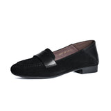 Elra | Black Mixed-Texture Loafers
