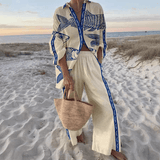 Ivey | Blue Embroidered Trouser Set