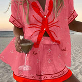 Xyla | Pink Graphic Shirt & Shorts Set