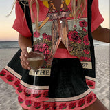 Malaya | Pink Graphic Shirt & Shorts Set