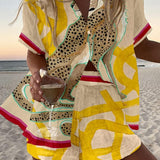 Analia | Yellow Abstract Shirt & Shorts Set