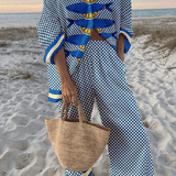 Yareli | Blue Fish Print Trouser Set