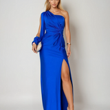 Nadine | Cobalt One-Shoulder Split Dress