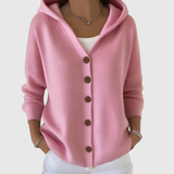 Lara | Pink Hooded Button Cardigan