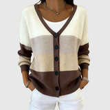 Hazel | Brown Ivory Colourblock Cardigan