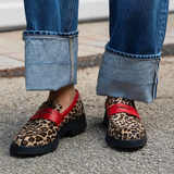Roxie | Leopard Red-Strap Loafers