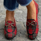 Rowan | Red Tartan Chain Loafers