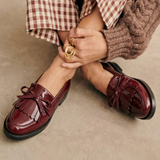 Cordelia | Burgundy Fringe Bow Loafers