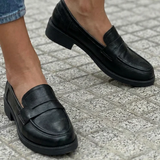 Evana | Black Block-Heel Loafers