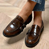 Maevie | Brown Buckle Loafers