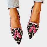 Nala | Cow Print Pink-Tassel Flats