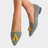 Odessie | Check Yellow-Tassel Flats