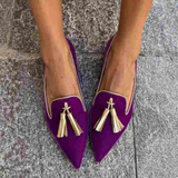 Portia | Purple Pointed Tassel Loafers