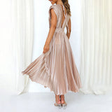 Marni | Blush Pleated V-Neck Midi Dress