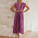 Marni | Blush Pleated V-Neck Midi Dress