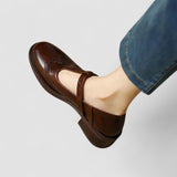 Ruth | Beige Brogue Mary Jane Pumps