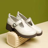 Nicole | Brown Chunky Mary Jane Pumps