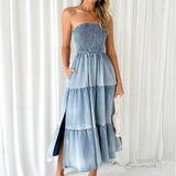 Lucia | Off-the-Shoulder Denim Dress with Tiered Skirt
