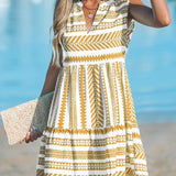 Katrina | Green Geometric V-Neck Dress