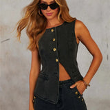 Marta | Denim Set with Button Vest