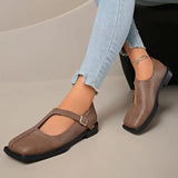 Carole | Brown Square-Toe Flats